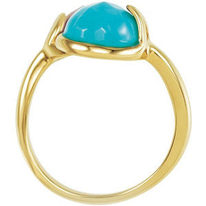 18k Yellow Gold Vermeil Amethyst & Turquoise Ring Size 6