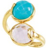 18K Yellow Vermeil Amethyst & Turquoise Ring Size 6