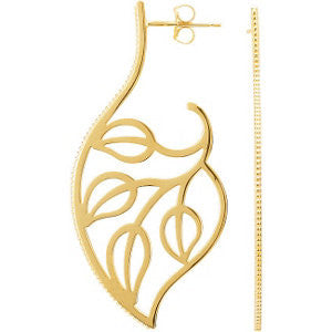 14k Yellow Gold Precious Metal Fashion Earrings with Backs