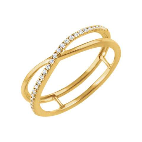 14k Yellow Gold 1/10 CTW Diamond Criss-Cross Ring, Size 7