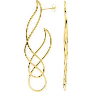 14k Yellow Gold Precious Metal Fashion Earrings with Backs