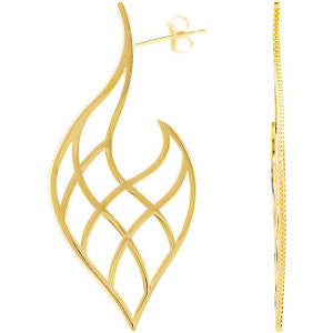 14k Yellow Gold Precious Metal Fashion Earrings with Backs