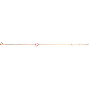 14k Rose Gold Pink Sapphire Heart Bracelet
