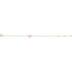 14k Rose Gold Pink Sapphire Heart Bracelet