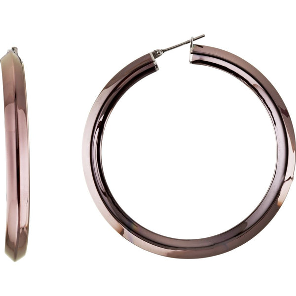 Stainless Steel 50mm Knife Edge Hoop Earrings with Chocolate Immerse Plating
