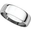14k White Gold 6mm Half Round Light Band, Size 7