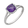 14k White Gold Amethyst & 0.05 ctw. Diamond Ring, Size 7