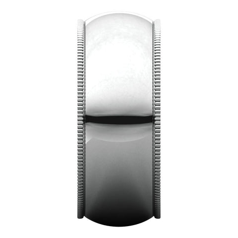 14k White Gold 8mm Milgrain Comfort Fit Band, Size 9