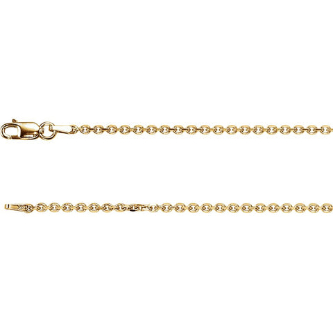 14k Yellow Gold 1.75mm Solid Diamond-Cut Cable 18" Chain