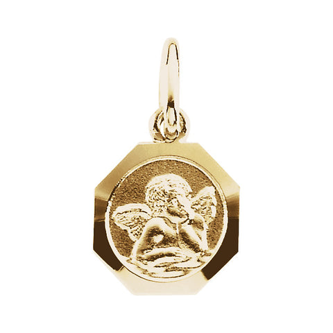 14k Yellow Gold 8mm Angel Pendant