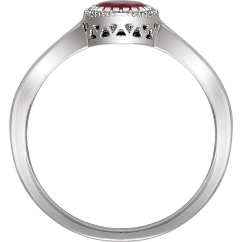14k White Gold Ruby "July" Birthstone Ring, Size 7