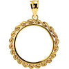 2.5mm Solid Rope Tab Back Frame Pendant For U.S. $5.00 Coin in 14K Yellow Gold