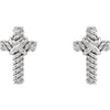 14k White Gold Rope Cross Earrings