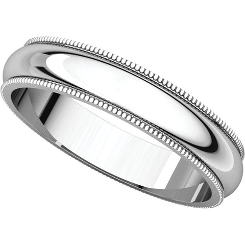 Platinum 4mm Milgrain Band, Size 10