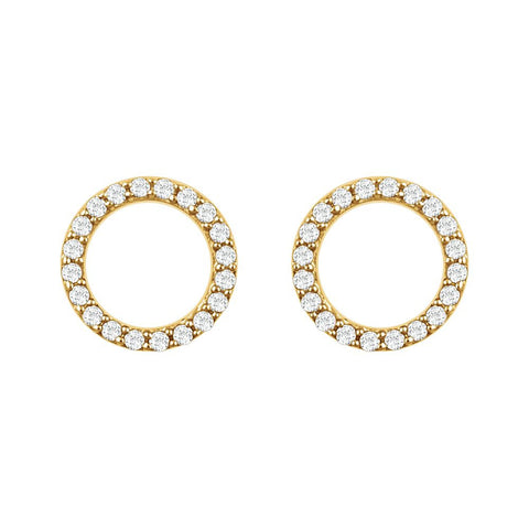 14k Yellow Gold 1/5 CTW Diamond Circle Earrings