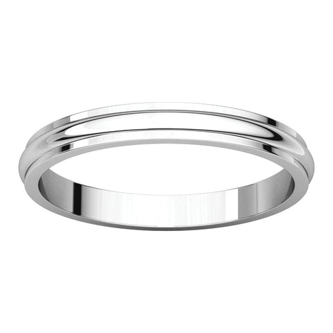 14k White Gold 2.5mm Half Round Edge Band, Size 7