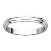 14k White Gold 2.5mm Half Round Edge Band, Size 7