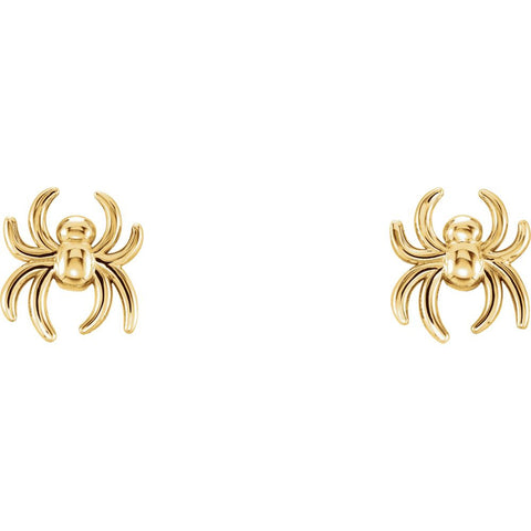 14k Yellow Gold Spider Earrings