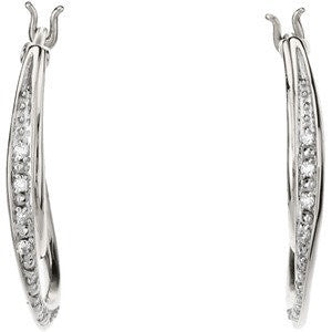 14k White Gold Diamond Hoop Earrings