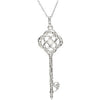 1/10 CTTW Diamond Vine Key Necklace in Sterling Silver ( 18 Inch )