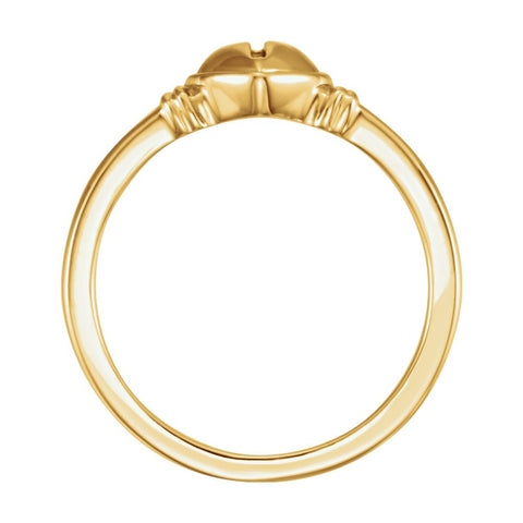 10k Yellow Gold & Rose Heart & Cross Ring, Size 7