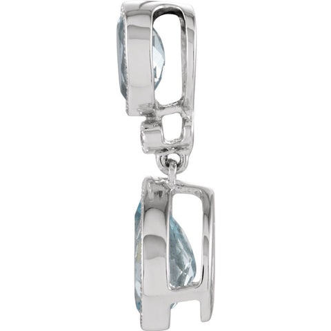 14k White Gold Aqua & .006 CTW Diamond Pendant
