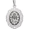 14k White Gold 25x18mm Oval Filigree Miraculous Medal