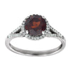 14k White Gold Mozambique Garnet & 1/6 CTW Diamond Ring, Size 7