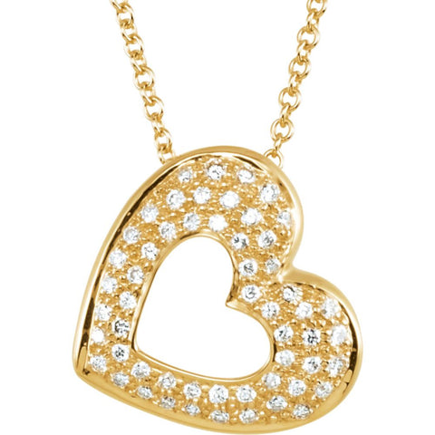 14k Yellow Gold Diamond Heart Necklace