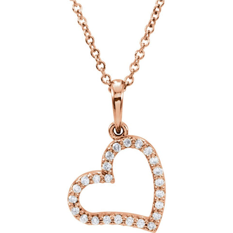 14k Rose Gold 1/8 CTW Diamond 16" Necklace