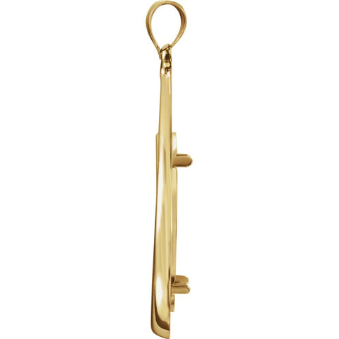 14k Yellow Gold Tab Back Frame Pendant for 1/2 Ounce American Eagle or 1/2 Ounce South African Rand Coin