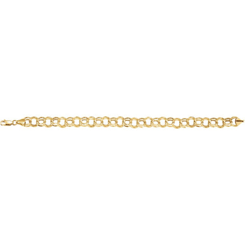 14k White Gold 5.7mm Double Link Charm 8" Bracelet