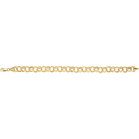 14k White Gold 5.7mm Double Link Charm 7.25" Bracelet