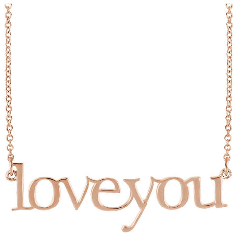 14k Rose Gold "Love You" 17.5" Necklace