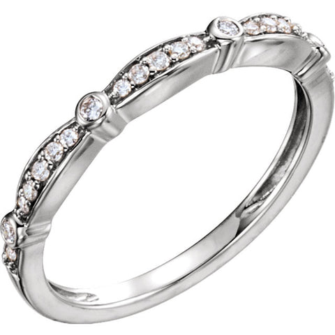 14k White Gold 1/8 CTW Diamond Stackable Anniversary Band, Size 7