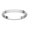 14k White Gold 2mm Half Round Edge Band, Size 6