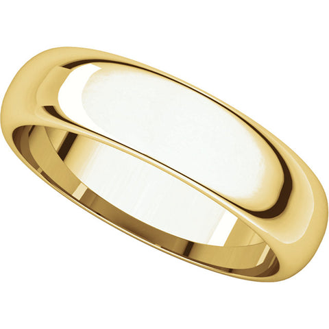 18k Yellow Gold 5mm Half Round Band, Size 10.5