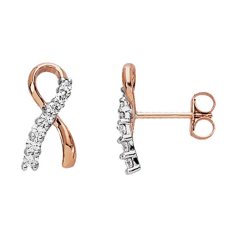 14k Rose Gold with White Rhodium Plating 13x6.75mm .27 CTW Diamond Earrings