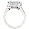 14k White Gold Aquamarine & Diamond Accented Ring, Size 7