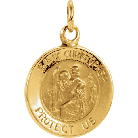 14k Yellow Gold 11.75mm St. Christopher Medal