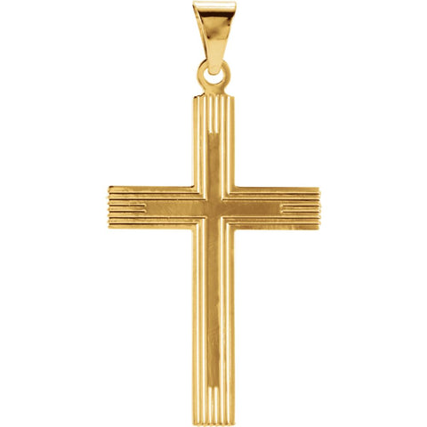 14k Yellow Gold 28x18mm Cross Pendant with Design