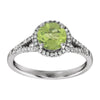 14k White Gold Peridot & 1/5 CTW Diamond Ring, Size 7