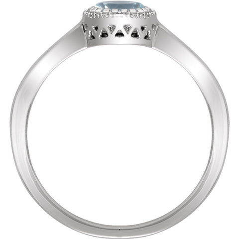14k White Gold Swiss Blue Topaz "December" Birthstone Ring, Size 7