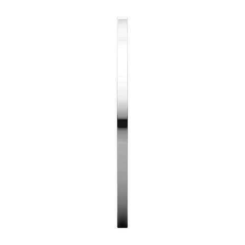 14k White Gold 1mm Flat Wedding Band, Size 7