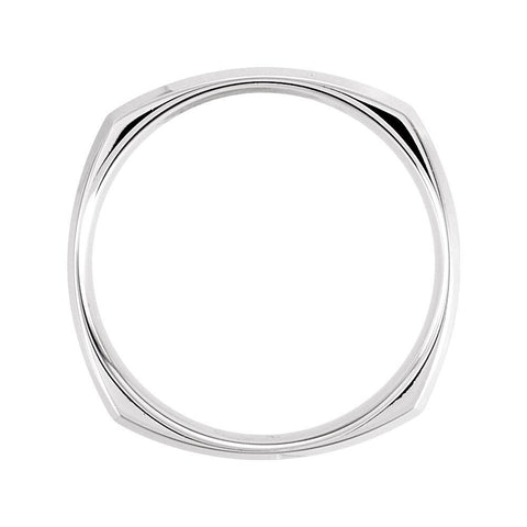 14k White Gold 7mm Beveled Edge Carved Band Size 12