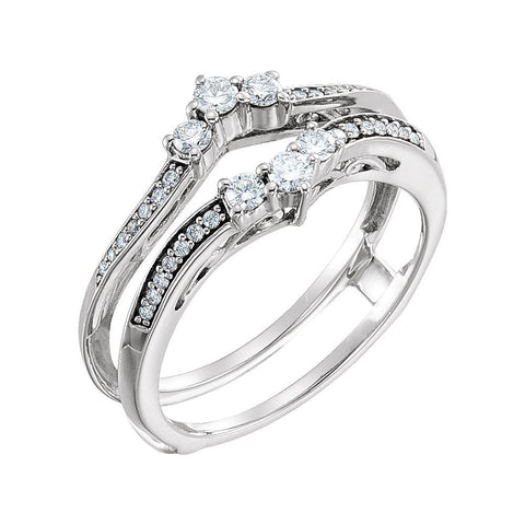 14k White Gold 1/3 CTW Diamond Ring Guard , Size 7