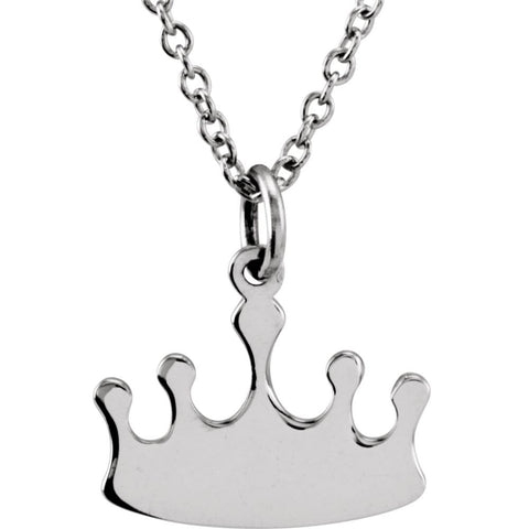 14k White Gold Tiny Posh Crown 16-18" Necklace