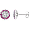 14k White Gold Ruby & 5/8 ctw. Diamond Earrings