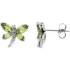 Pair of 5x2.5 mm and 6X3 mm and 0.04 CTTW Peridot and Diamond Earrings in 14K White Gold