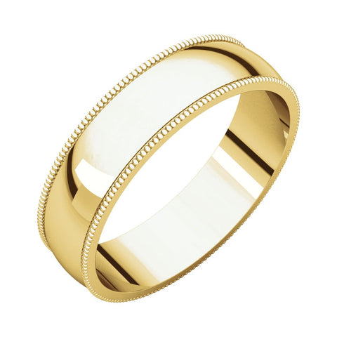 14k Yellow Gold 5mm Light Milgrain Band, Size 4